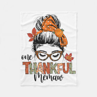 Thankful Memaw Messy Bun Herbst Erntedank Fleecedecke
