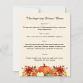 Thankful Message Thanksgiving Dinner Menu (Vorderseite)