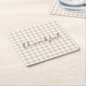 Thankful Neutral Tan Gingham  Rechteckiger Pappuntersetzer (angewinkelt)