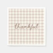 Thankful Neutral Tan Gingham  Serviette (Vorderseite)