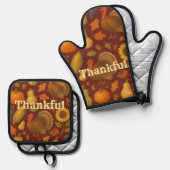 Thankful Ofenhandschuh & Topflappen-Set (Vorderseite/Rückseite)