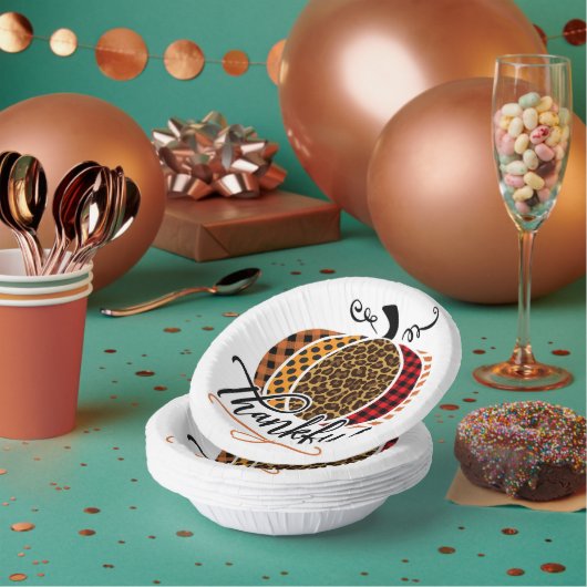 Thankful Patchwork Pumpkin Pappteller (Multi)