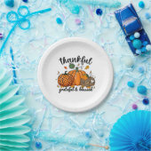 Thankful Pumpkin Grateful And Blessed Pappteller (Party)
