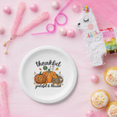 Thankful Pumpkin Grateful And Blessed Pappteller (Party)