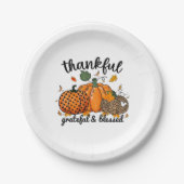 Thankful Pumpkin Grateful And Blessed Pappteller (Vorderseite)