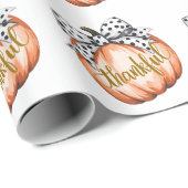 Thankful Pumpkin with Polka Dot Bow  Geschenkpapier (Rolleneckpunkt)