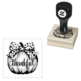 Thankful Pumpkin with Polka Dot Bow  Gummistempel