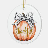 Thankful Pumpkin with Polka Dot Bow  Keramik Ornament (Links)