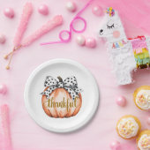 Thankful Pumpkin with Polka Dot Bow Pappteller (Party)