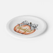 Thankful Pumpkin with Polka Dot Bow Pappteller (Schrägansicht)