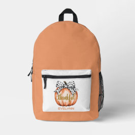 Thankful Pumpkin with Polka Dot Bow Personalized Bedruckter Rucksack