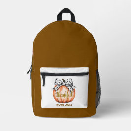 Thankful Pumpkin with Polka Dot Bow Personalized Bedruckter Rucksack