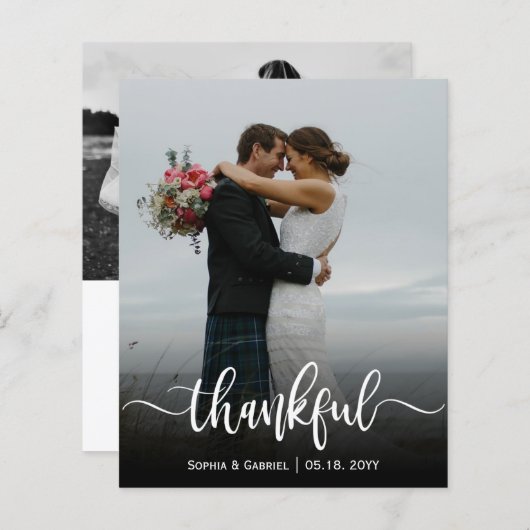 Thankful script Wedding Foto Vielen Dank (Vorne/Hinten)