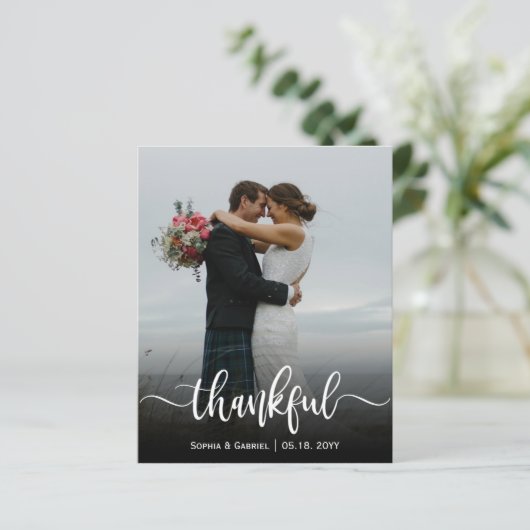 Thankful script Wedding Foto Vielen Dank (Stehend Vorderseite)
