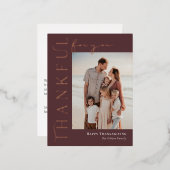 Thankful Side Foil Foto Erntedank Postkarte (Vorderseite/Rückseite)