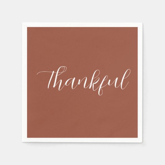 Thankful Simple Modern Thanksgiving Terracotta Serviette (Vorderseite)