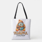 Thankful Teacher –Owl with Pumpkins & Plaid Tasche (Rückseite)