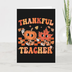 Thankful Teacher Retro Groovy Thanksgiving Fall Karte