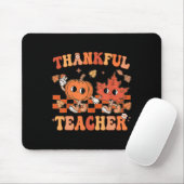 Thankful Teacher Retro Groovy Thanksgiving Fall Mousepad (Mit Mouse)