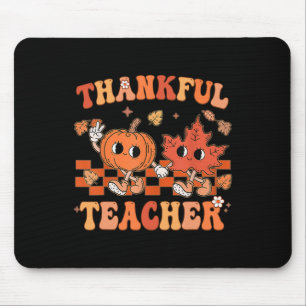 Thankful Teacher Retro Groovy Thanksgiving Fall Mousepad