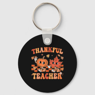 Thankful Teacher Retro Groovy Thanksgiving Fall Schlüsselanhänger