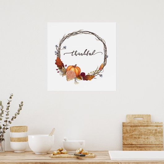 Thankful Thanksgiving Wreath Poster (Küche)