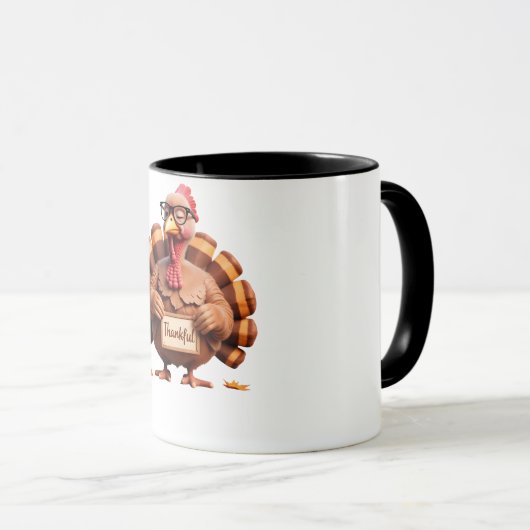 Thankful Turkey Design – Funny Holiday Art Tasse (VorderseiteRechts)