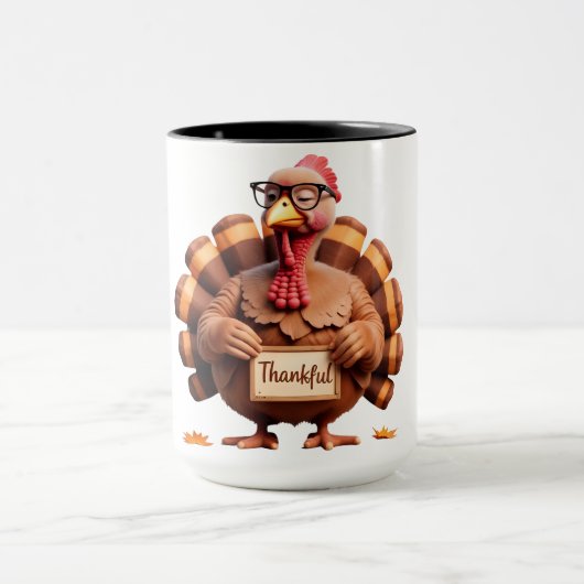 Thankful Turkey Design – Funny Holiday Art Tasse (Zentrum)