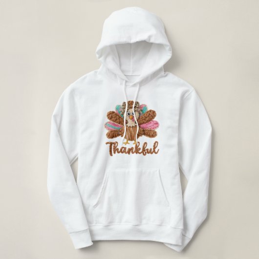 Thankful Turkey Design – Latch Hook Yarn Crochet S Hoodie (Design vorne)