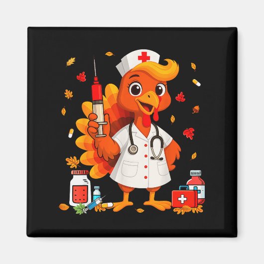 Thankful Turkey Funny Scrub Nurse Fall Thanksgivin Magnet (Vorne)