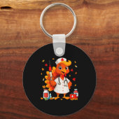 Thankful Turkey Funny Scrub Nurse Fall Thanksgivin Schlüsselanhänger (Vorderseite)