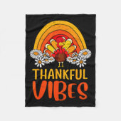 Thankful Vibes Turkey Retro Groovy Thanksgiving Ra Fleecedecke (Vorderseite)