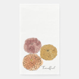 “Thankful” Watercolor Mums Guest Napkins – 50 Coun Serviette