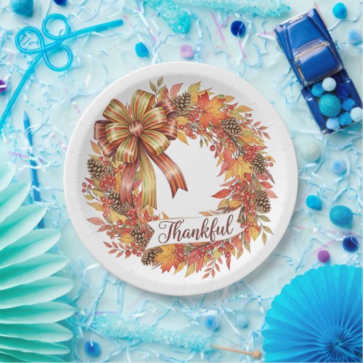 Thankful Wreath Pappteller (Party)