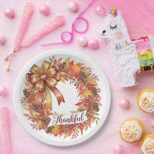 Thankful Wreath Pappteller (Party)