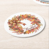 Thankful Wreath Runder Pappuntersetzer (Angewinkelt)