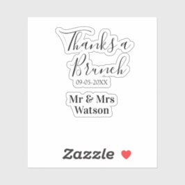 Thanks a brunch post wedding name date simple  aufkleber