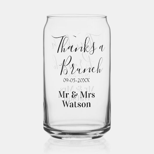 Thanks a brunch post wedding name date simple  dosenglas (Vorderseite)