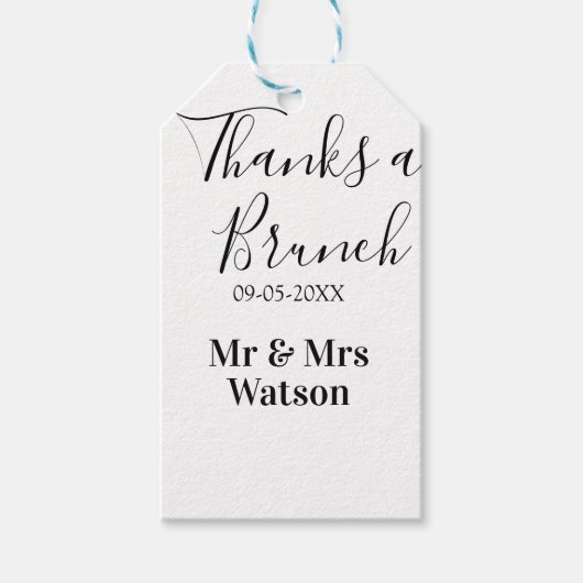Thanks a brunch post wedding name date simple  geschenkanhänger (Vorderseite)