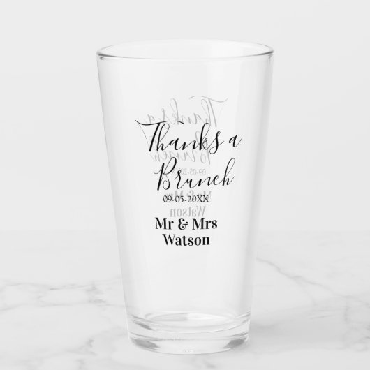 Thanks a brunch post wedding name date simple  glas (Vorderseite)
