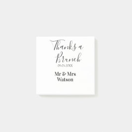 Thanks a brunch post wedding name date simple  post-it klebezettel