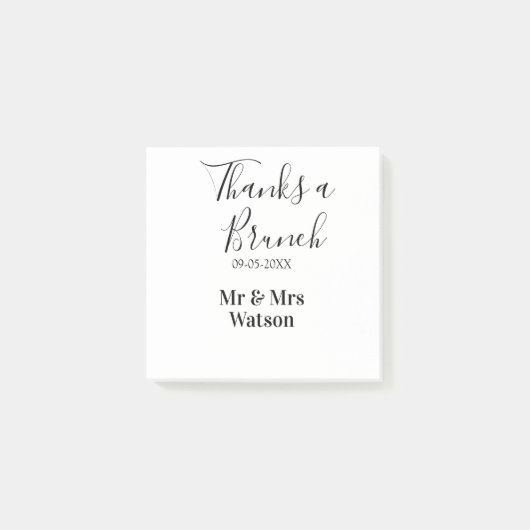 Thanks a brunch post wedding name date simple  post-it klebezettel (Vorderseite)