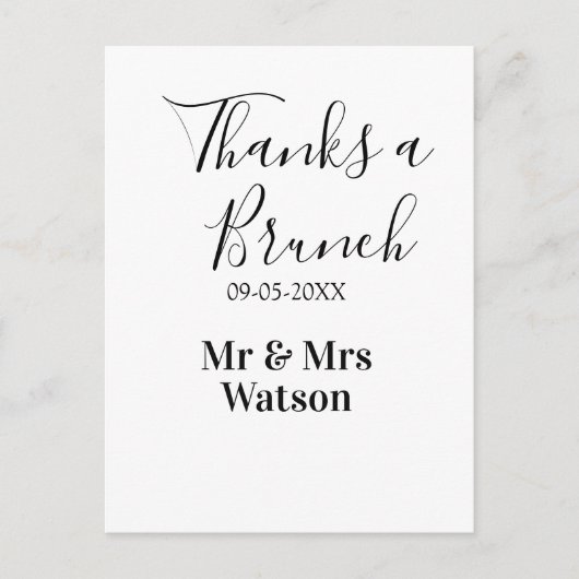 Thanks a brunch post wedding name date simple  postkarte (Vorderseite)
