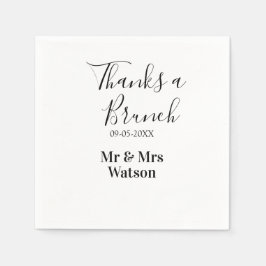 Thanks a brunch post wedding name date simple  serviette