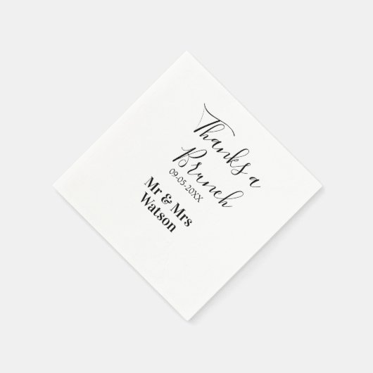 Thanks a brunch post wedding name date simple  serviette (Ecke)