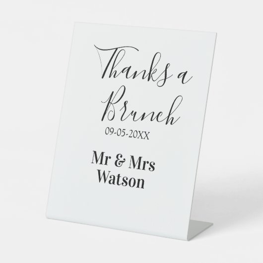 Thanks a brunch post wedding name date simple  sockelschild (Vorderseite)