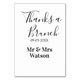 Thanks a brunch post wedding name date simple  tischnummer