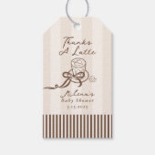 Thanks a Latte Bebe Cafe Brown Bow Baby Shower Geschenkanhänger (Vorderseite)