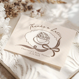 Thanks A Latte Cafe Bebe Coffee Bow Baby Shower Dankeskarte