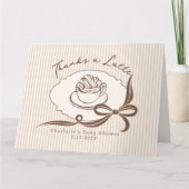 Thanks A Latte Cafe Bebe Coffee Bow Baby Shower Dankeskarte (Vorderseite)